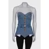 Blue denim corset