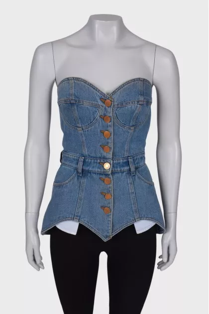 Blue denim corset