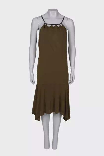 Dark green ruffled dress