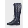 Navy blue quilted boots