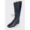 Navy blue quilted boots