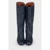 Navy blue quilted boots