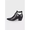 Leather boots with silver hardware