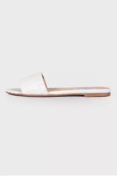 Embossed leather slippers