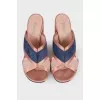Textile mules with block heels