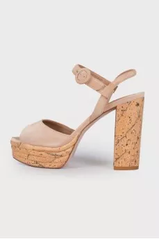 Suede block heel pumps