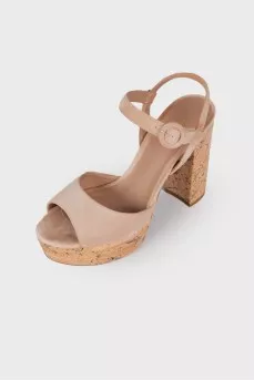 Suede block heel pumps