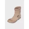 Suede boots with rhinestones