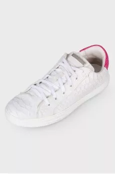 White embossed sneakers