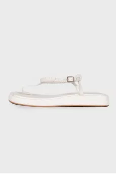 White leather slippers