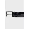 Leather belt with silver hardware