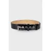 Leather belt with silver hardware