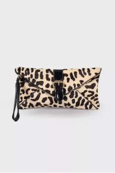 Pony leather clutch