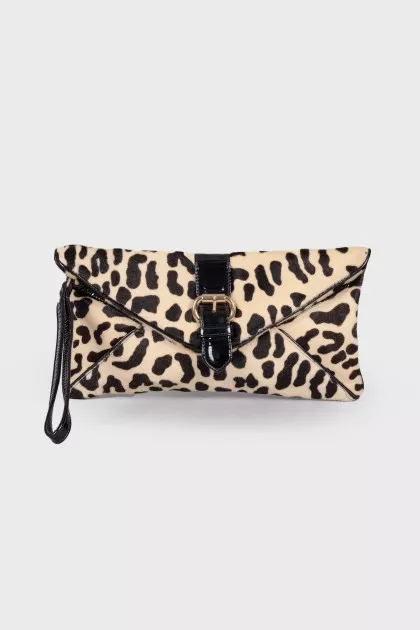 Pony leather clutch