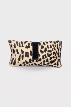 Pony leather clutch