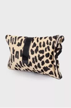 Pony leather clutch