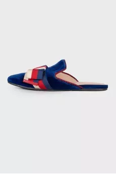 Textile mules decorated with a bow