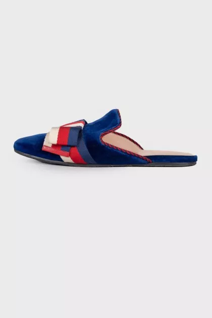 Textile mules decorated with a bow