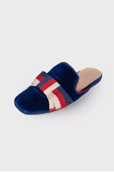 Textile mules decorated with a bow