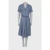 Gray-blue dress with a belt