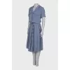 Gray-blue dress with a belt