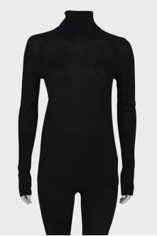 Solid black wool golf