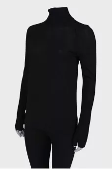 Solid black wool golf