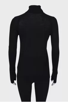 Solid black wool golf