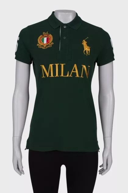 Green polo shirt with tag
