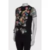 Black T-shirt with floral embroidery