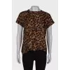 Leopard T-shirt with leather ties