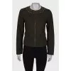 Green jacket with rhinestones on the collar