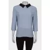 Silk shirt with black collar, with tag