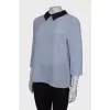 Silk shirt with black collar, with tag