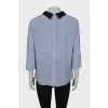 Silk shirt with black collar, with tag