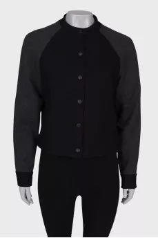 Two-tone wool bomber jacket