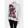 Textured sweatshirt with roses