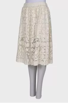 White midi skirt with embroidery