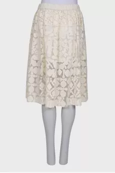 White midi skirt with embroidery
