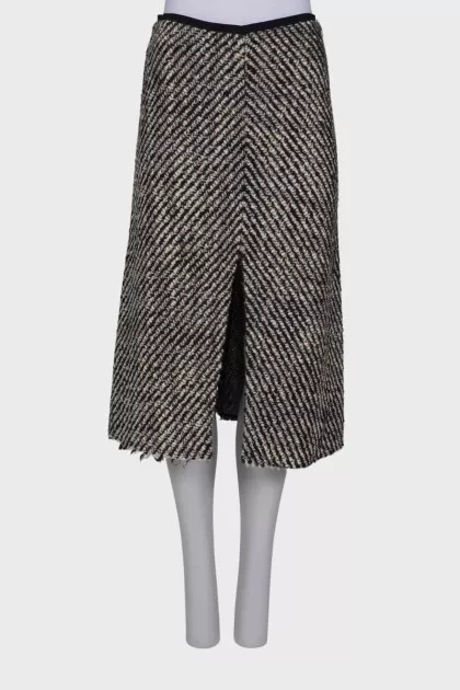 Tweed slit skirt