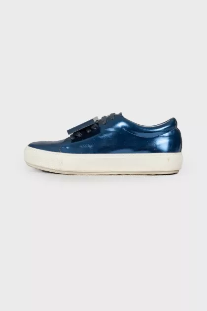 Blue sneakers with metallic decor