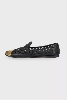 Mesh ballerinas with golden cape