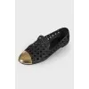 Mesh ballerinas with golden cape