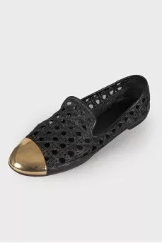 Mesh ballerinas with golden cape