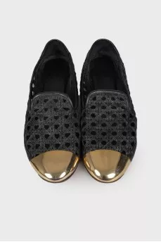 Mesh ballerinas with golden cape