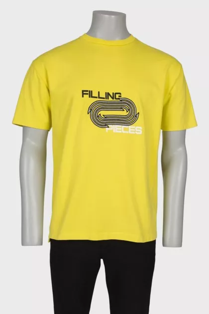 Men's yellow t-shirt with embroidery