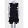 Navy blue dress with lace at the hem