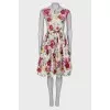 White dress in floral print