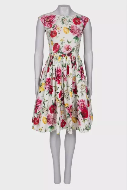 White dress in floral print