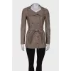 Belted leather jacket